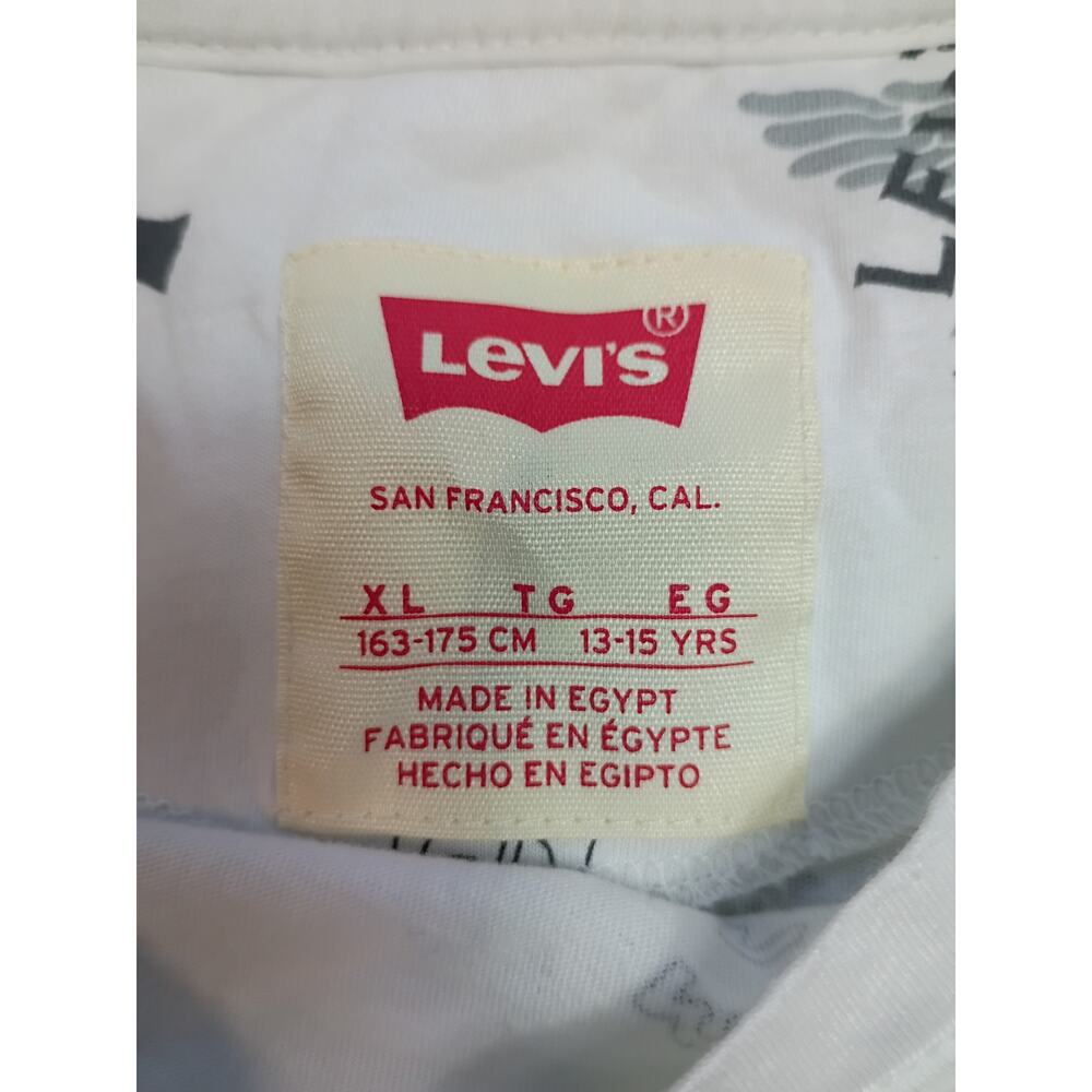 Levi's White Youth T-Shirt with All-Over Logo Print XL - Picture 2 of 6